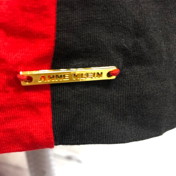 ANNE KLEIN Red and Black Long Sleeve Top - Picture 4 of 5